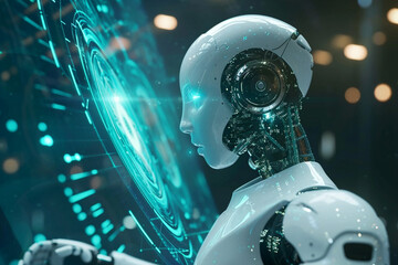 Futuristic Robotics Mid-Moment of Information Exchange Redefining Robotic Capabilities