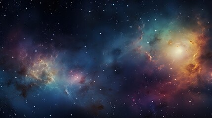 Fototapeta na wymiar Abstract Dreamy Background Wallpaper Template of Nebula Sparkling Stars Stardust Galaxy Space Universe Astro Cosmos Milky Way Panorama Night Sky Fantasy Colorful Tone 16:9 