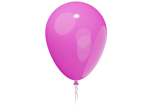 Pink balloon isolated on transparent background. 3D render realistic balloon illustration. Flying glossy balloon.