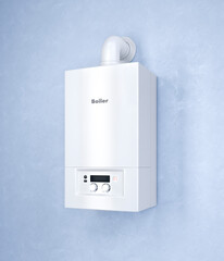 Gas boiler on the wall. 3d illustration - 712359014