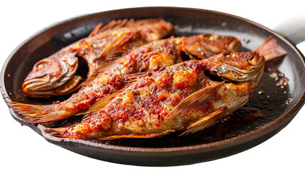 Pan Seared Gurnard Fish Isolation on a transparent background