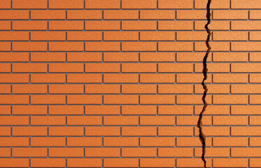 brick wall with a crack. 3D model - 712359083