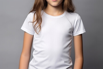 Fototapeta premium Woman in White Tshirt Mockup created with Generative AI