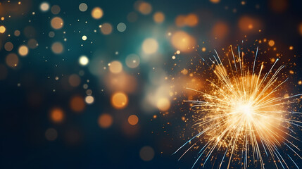 Fototapeta premium Beautiful fireworks background at night for holiday decoration