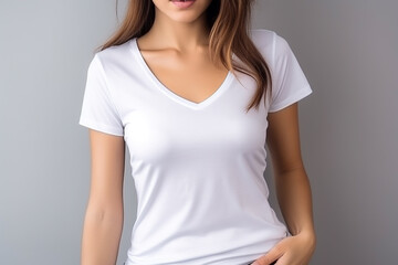 Woman in White Tshirt Mockup created with Generative AI