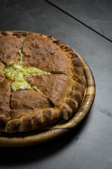 Ossetian pie is cut into pieces