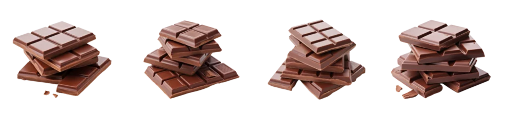 Foto op Canvas chocolate group stack tower  on transparent background cutout. PNG file.  Mockup template for artwork design © ryker