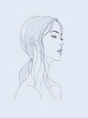 Beautiful girl sketch. AI generated illustration