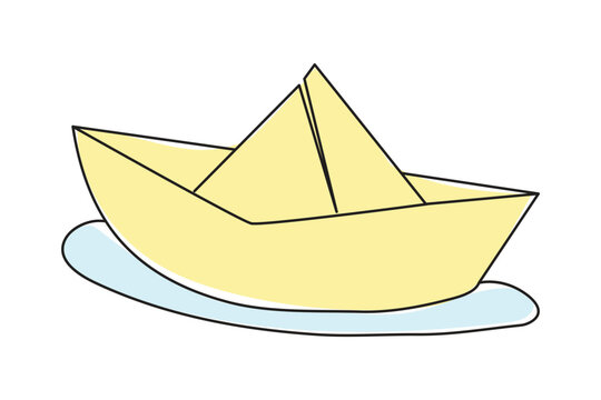 paper boat Continuous line drawing. sailboat in big waves of sea. Business icon. Vector illustration.
