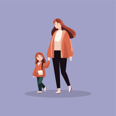 mother and daughter vector flat illustration