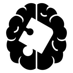 Design thinking icon with brain and puzzle