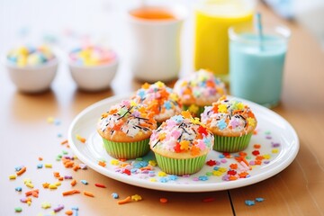 muffins with colorful sprinkles for kids - Powered by Adobe