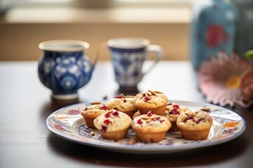 muffins with cranberries on a ceramic plate