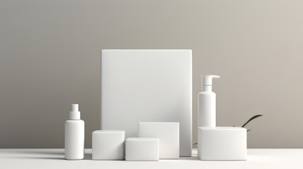 mockup white set featuring blank cosmetic packaging designs