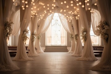 christian wedding decoration in white background with lights