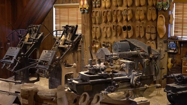 Wooden shoes (dutch: klompen) factory in Netherlands