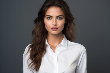Fototapeta premium Woman in White Tshirt Mockup created with Generative AI