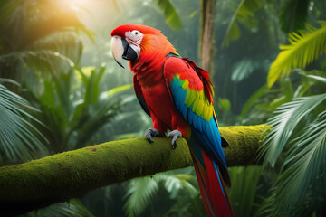 red and yellow macaw. 