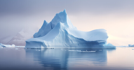 Majestic iceberg in serene arctic waters during twilight
