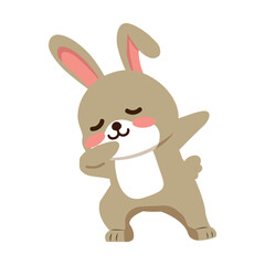 Cute rabbit dabbing dance vector