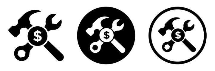 Service cost vector icons. Maintenance cost vector icons