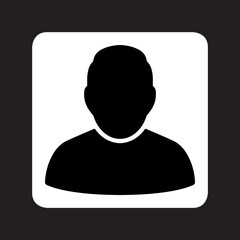 User icon vector. Profile mark logo design. Profile vector icon illustration in square isolated on black background