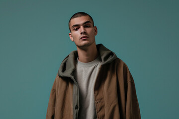 Obraz premium fashion young man in a studio muted color background and minimalistic