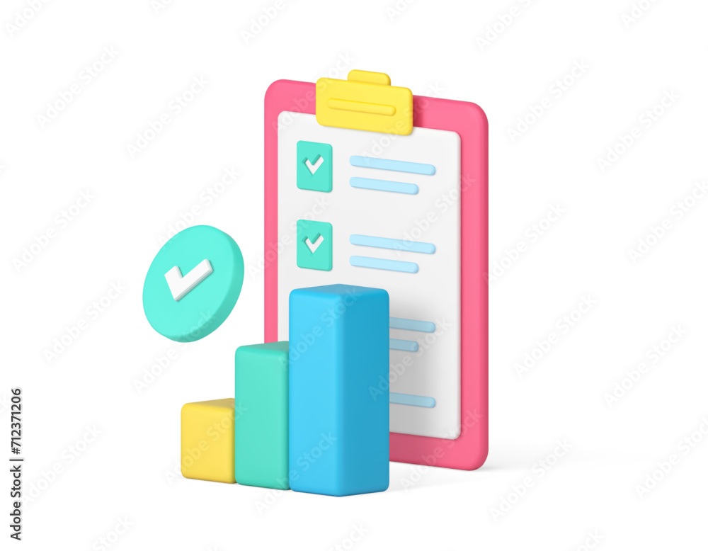 Poster time management success data analyzing efficient productivity control 3d icon realistic vector