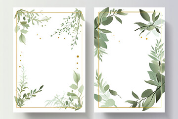 Ready to use Card. Watercolor invitation design with roses, leaves. flower and watercolor background. floral elements, botanic watercolor illustration. Template for wedding. frame