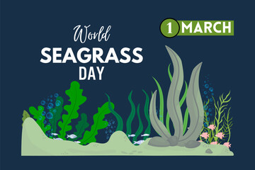 March 1 world Seagrass day, celebration Design