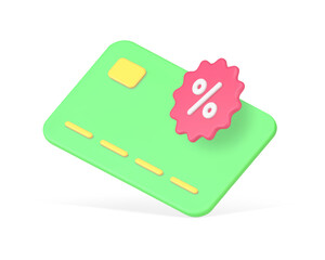 Cashback banking service card shopping sale award for e money payment 3d icon realistic vector