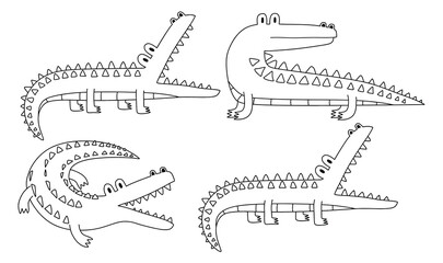 Doodle of cute crocodile sketch. outline vector illustration.
