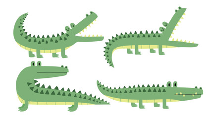 Set of cute cartoon crocodiles.