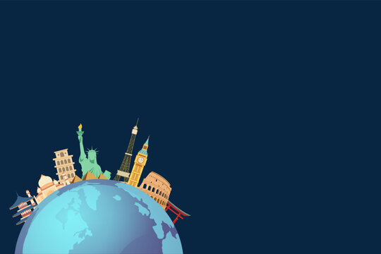 Travel around the world, Travel and Tourism concept background, Tourism landmarks in around the world