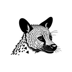Side on hyena face vector illustration | Silhouette of a hyena black and white