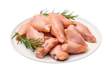 raw chicken wings on a plate isolated PNG