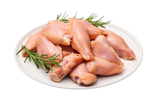 raw chicken wings on a plate isolated PNG