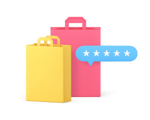 Fototapeta premium Best shopping rating customer review evaluation recommendation 3d icon realistic vector