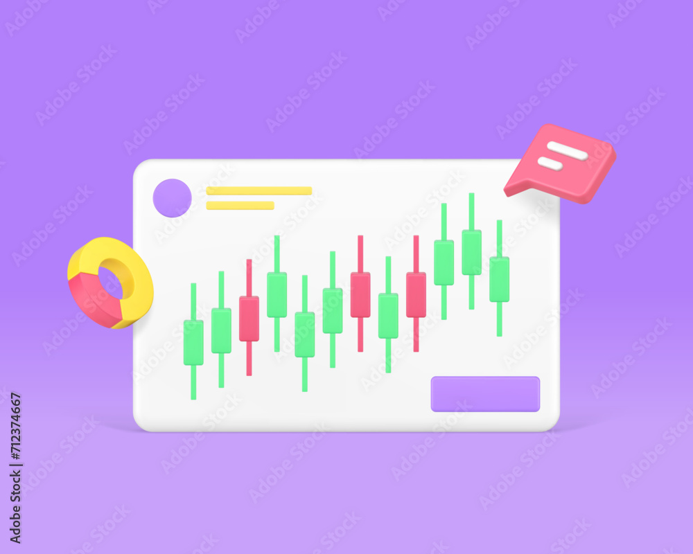Poster business project dynamic analyzing optimization planning graph workflow 3d icon realistic vector
