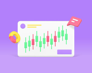 Business project dynamic analyzing optimization planning graph workflow 3d icon realistic vector