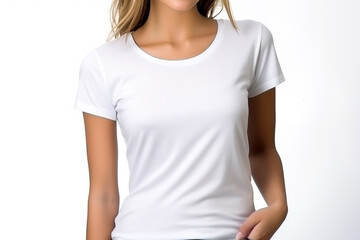 Woman in White Tshirt Mockup created with Generative AI