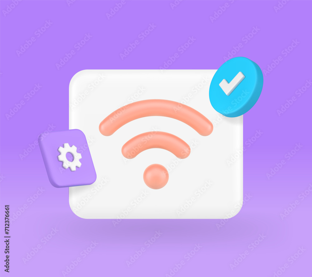 Poster wi fi wireless internet network success connection available access 3d icon realistic vector