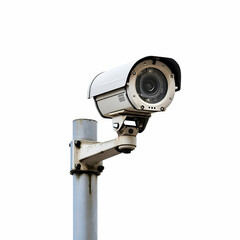 A surveillance camera isolated on a white background. High-resolution