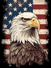 American flag with an eagle the national symbol. Print for T-shirts. 