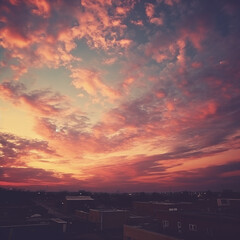 Fototapeta premium グラデーションの美しい夕焼け空。AI生成画像