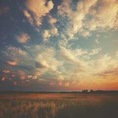 Fototapeta premium グラデーションの美しい夕焼け空。AI生成画像