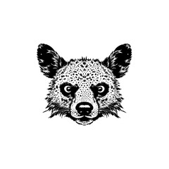 Illustration of a hyena face black and white | Vector design of hyena head