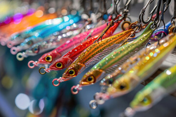 large assortment of jigs, fishing tackle, multi-colored