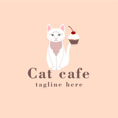 Cat cafe logo with cakes