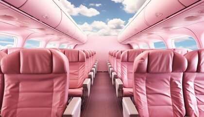 Fototapeta premium View of modern airplane cabin